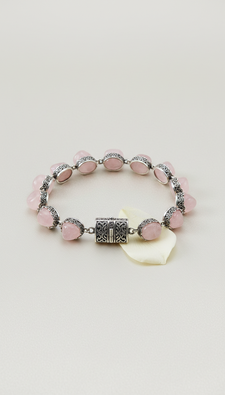 Rose Quartz Gemstone Bracelet Strand