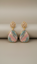 Tea Stone Enamel Drop Earrings